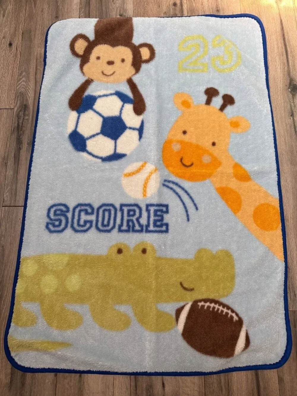 Little Bedding Baby Blanket With Monkey & Giraffe Sports #23 Theme Soft Plush Fl